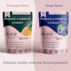 MATOP Probiotic Prebiotic pH Balance Gummies - Vaginal Health Gummies for Women Pro + Prebiotic with Pineapple Flavor, Vegan, Sugar-Free – 90 Gummies (45 Servings)
