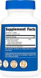 Nutricost Garlic 1000mg, 240 Softgels (2 Bottles) - Orderless, Premium Gluten Free Supplement