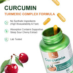 JulyDeer Curcumin Turmeric Complex 2 Bottles with Celery Seed, Sour Cherry, Frankincense Extract, Glucosamine, 95% Curcuminoids for Joint Health, Antioxidant, Immunity Support - 120 Capsules