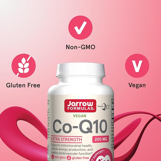 Jarrow Formulas® Co-Q10, 200 mg, Antioxidant Support for Mitochondrial Health, Cellular Energy Production and Healthy Cardiovascular Function, 60 Veggie Capsules, 60 Day Supply