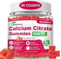 90 Count Calcium Citrate Gummies - Calcium Gummies with Magnesium & 4 Essential Vitamins Support Bone, Muscle, Teeth, Immunity, Calcium Supplements for Women & Men, Strawberry Flavor