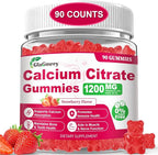 90 Count Calcium Citrate Gummies - Calcium Gummies with Magnesium & 4 Essential Vitamins Support Bone, Muscle, Teeth, Immunity, Calcium Supplements for Women & Men, Strawberry Flavor