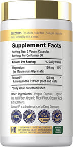 Carlyle Cortisol Supplement | 60 Vegan Capsules | Ashwagandha & Magnesium Complex | Non-GMO, Gluten Free