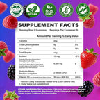 Prebiotic Fiber Gummies, 5g Fiber per Serving, 2 Billion CFU Bacillus Coagulans + Vitamin D3, Sugar Free Pectin Mixed Berry Gummies, Inulin (FOS) + Acacia + Apple Pectin, 60 Gummies (30 Servings)