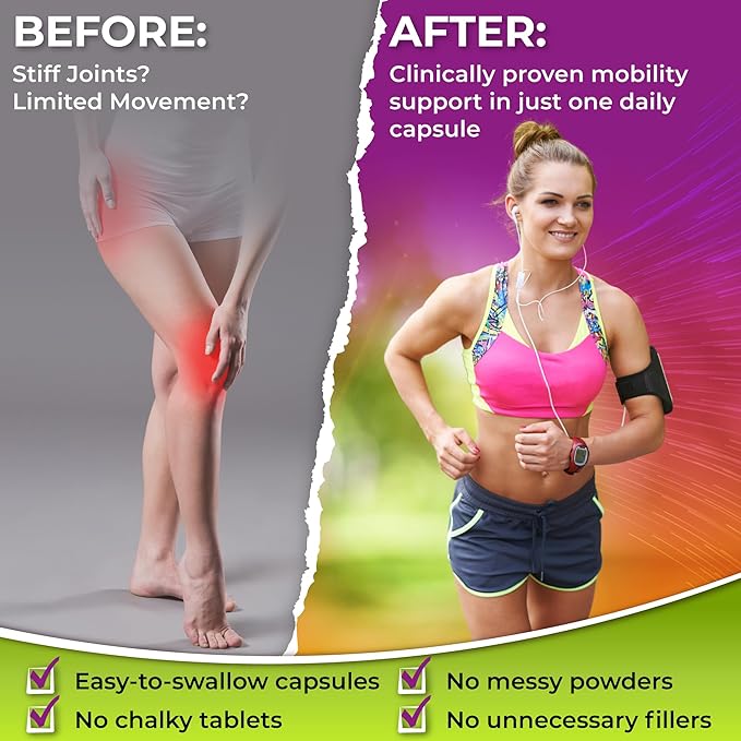 Joint Support Supplement with UC-II® & TamaFlex® – Undenatured Type II Collagen, Turmeric & Tamarind for Joint Health, Flexibility & Mobility – Natural Cartilage Support – Glucosamine-Free Capsules