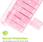 AUVON XL Weekly Pill Organizer 2 Times a Day, Pill Box 7 Day with One-Side Large Openings for Easy to Use, Sakura Pink AM PM Pill Case for Medication, Vitamins, Fish Oils, Supplements