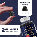 Vitamatic Shilajit with KSM-66® Ashwagandha & Ginseng Extract Gummies – Natural Raspberry Flavor – 60 Vegan Gummies - Made in USA