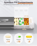 Zannaki Aluminum 7 Day Weekly Pill Organizer, Portable Travel Pill Case with Three Layer Seal, Large Capacity Cute Daily Pill Box, Pill Holder Container for Vitamins, Pills, Supplements and Medication