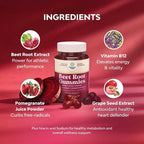 Flow Boosting Beet Root Gummies - Invigorating Beet Gummies for Adults Nitric Oxide Energy & Heart Health Support with Grapeseed Pomegranate & Vitamin B12 - Vegan Non-GMO & Gluten Free - 60 Count