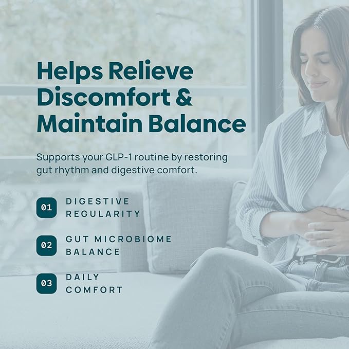 GLP-1 Constipation Support | Digestive, Gut Discomfort GLP Symptom Relief | Akkermansia, Probiotic, Prebiotic Microbiome Support for Digestive Balance, Regularity & Bloating Relief - Berry Citrus 30ct