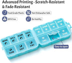 Foldable & Portable Weekly Pill Organizer 2 Times a Day with Clear Printed Labels - 7 Day AM PM Medicine Box, Week Daily Travel Pill Meds Case Holder for Medications, Vitamin, Supplement - SkyBlue