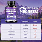 High-Potency Vitamin D3 10000IU K2 (MK-7) Potassium Magnesium Supplement - Advanced Synergistic Complex for Bone, Immune Health, Mood Balance & Energy Support
