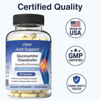 Clear Joint Support - Glucosamine Chondroitin MSM with Turmeric & Boswellia | 8-in-1 Formula | 90 Capsules (30-Day Supply) | Supports Knee, Hip & Back Health | Made in USA