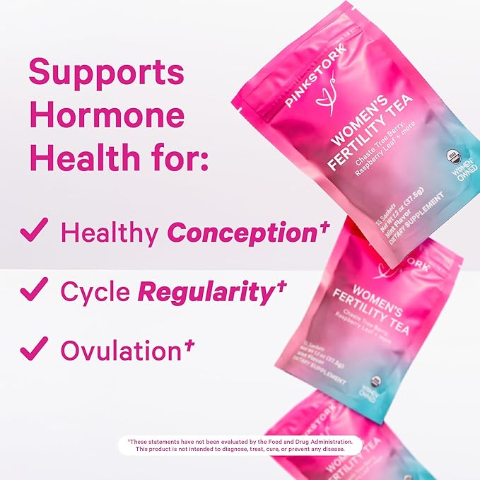 Pink Stork Fertility Bundle for Women – Conception Tea + Prenatal Vitamin Support with Inositol, Vitex, Folate & Ashwagandha – Supports Hormone Balance, Cycle Health & Preconception Wellness