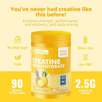 novomins Creatine Monohydrate Gummies for Men & Women, Chewables Creatine Monohydrate for Muscle Strength, Muscle Builder, Energy Boost, Pre-Workout Supplement(90 Count)-Pineapple Flavor.