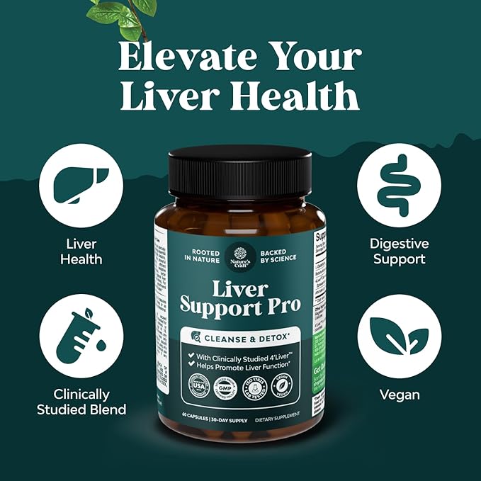 Pro Liver Support Supplement - 2X More Effective than Milk Thistle - Advanced Liver Health Supplement With Clinically Tested 4’Liver Cleanse Detox & Repair Support - 60 Count (Pack of 1)