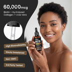 Liquid Biotin & Collagen Drops with Aloe Vera – Unique Formula 60,000 mcg - Vitamins for Hair Growth support, Strong Nails & Radiant Skin – Liquid Collagen Supplement for Women & Men – 2 fl oz