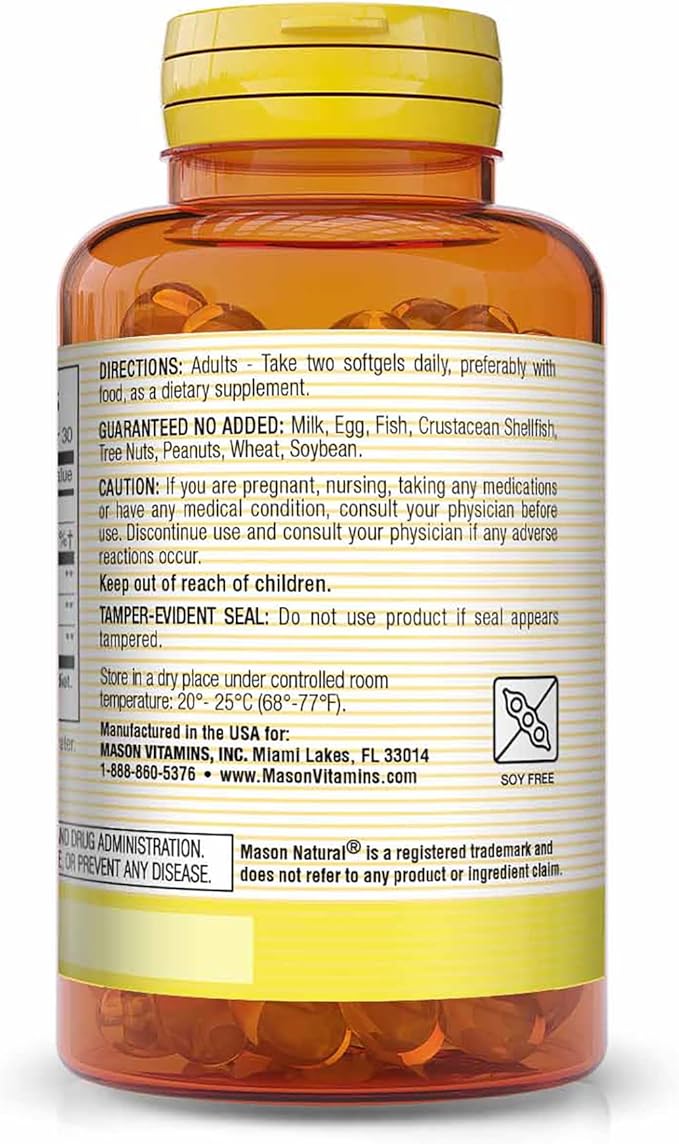 MASON NATURAL Evening Primrose Oil 1000 mg, Hormonal Balance & Skin Support for Women, Rich in Omega,6 GLA & LA, PMS & Menopause Relief Supplement, 60 Softgels