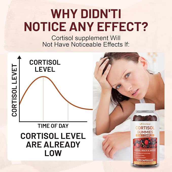 Unisex Cortisol Gummies - Contains Ashwagandha, Magnesium, L-Theanine - Unisex - Relieves Stress, Promotes Sleep, Detoxifies, Balances Hormones, 60 Count