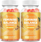 Premium Feminine Balance Gummies – 2 Pack, Probiotic + Enzyme Blend for Digestive, Hormone & PH Balance, Pineapple Flavor, 120 Gummies
