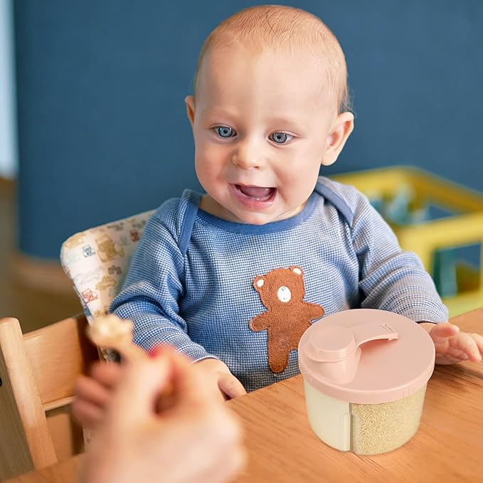 Accmor Baby Formula Dispenser On The Go, Non-Spill Rotating Four-Compartment Formula Container to Go, Milk Powder Kids Snack Container for Infant Toddler Travel Outdoor, Pink, 2 Pack
