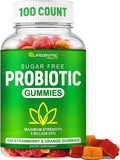 Probiotic Gummies for Adults and Kids Max Strength 5 Billion CFU | Organic Sugar Free Gummies for Digestive Health | 100 Count Vegan Gluten Free Chewable Probiotics Gummies for Men Women and Children
