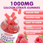 2 Pack Calcium Citrate Gummies 1000mg w/Vitamin D3, High Absorption Calcium Gummies for Women & Men, Plus Magnesium, Potassium, Zinc for Muscle & Immune Support, Raspberry Flavor, 120 Count