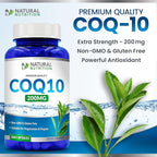 Generic Natural Vitamin Coq10 200mg, 200 Capsules, Quick Absorption - Gluten Free & Non-GMO