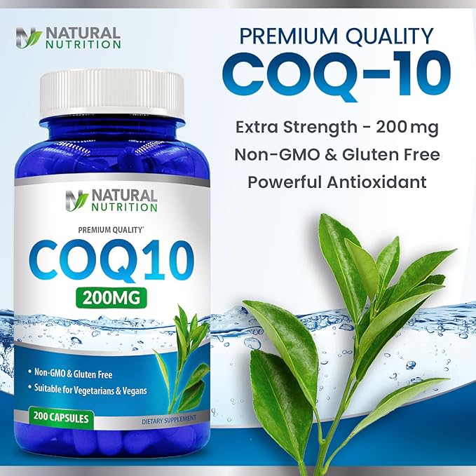 Generic Natural Vitamin Coq10 200mg, 200 Capsules, Quick Absorption - Gluten Free & Non-GMO