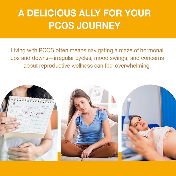 PCOS Gummy for Hormonal Balance, Vitamins for Women Fertility & Ovarian Conception Support, Gummies with Multivitamin, Myo Inositol and Folate, Helps Menstrual Cycle and Ovulation Health