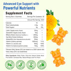 Eye Vitamins Lutein & Zeaxanthin Gummies, Sugar Free Eye Health Supplements with Bilberry, Astaxanthin - Support Blue Light, Visual Function and Macular Health - Mango Flavored, 60 Count