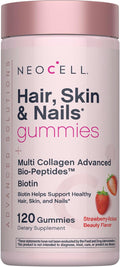 NeoCell Hair Skin and Nails Gummies | 120 Count | with Multi Collagen Advanced Bio-Peptides | Plus Biotin and Vitamin C | Advanced Formula | for Women and Men