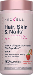 NeoCell Hair Skin and Nails Gummies | 120 Count | with Multi Collagen Advanced Bio-Peptides | Plus Biotin and Vitamin C | Advanced Formula | for Women and Men