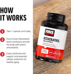 Force Factor Resveratrol Supplement to Support Heart Health, Antioxidants Supplement and Free Radical Scavenger Made with Japanese Knotweed, Vegan, Non-GMO, 120 Vegetable Capsules