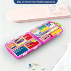 2026 New Extra Large Pill Box with Medicine Labels Travel Essentials Daily Med Container Mini Medication Organizer Storage Organizer Case 7 Day Pill Organizer(Blue+Pink+Purple)