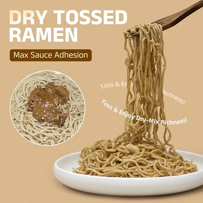 HealSpot High Protein Instant Ramen, 31g Plant Based Protein, Low Fat, Low Carb, Non GMO, Keto Friendly, Plant Based Dry Mixed Ramen, 6 Packs of Sesame Sauce Flavor