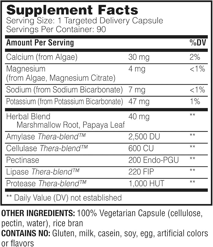 Enzymedica, pH-Basic, Includes Digestive Enzymes, Nutrients & Herbs, Supports Healthy Digestion & pH Balance, 90 Count - FFP