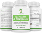 VitaMonk Resveratrol with Pterostilbene 600mg/60mg - No Artificial Fillers Healthy Aging and Longevity Supplement - 60 Capsules - Precise Formula with Trans Pterostilbene Resveratrol Supplements