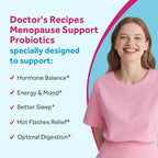 Doctor's Recipes Menopause Probiotic Supplements for Women, Black Cohosh for Menopause Hot Flashes, Probiotics with Ashwagandha, Dong Quai, Supports Energy, 60 Capsules