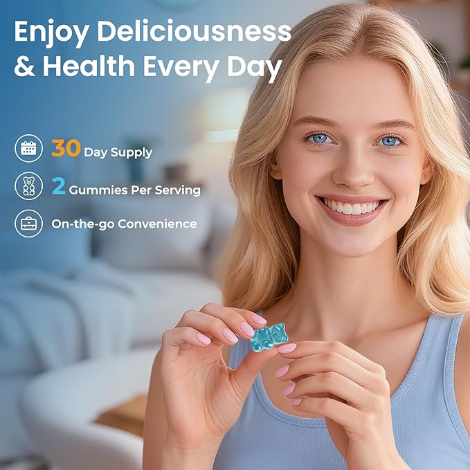 Lithium Orotate 5mg Gummies for Adults and Kids, Low-Dose Chelated Lithium Orotate for Mood Support & Cognitive Improvement, Sugar-Free, Non-GMO, Gluten-Free, Vegan-Friendly, Blueberry Flavor, 60