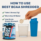 BPI Sports Best BCAA Shredded - Caffeine Free Thermogenic Recovery Drink, Lean Muscle Building BCAA Powder for Women and Men, Preworkout BCAAs Amino Acids Drink- Blue Raz - 25 Servings