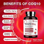 NATURE TARGET CoQ10-400mg Plus PQQ with Vitamin E & Organic Olive Oil - Coenzyme-Q10 with BioPerine - High Absorption Antioxidant-for-Heart-Health and Energy Production,120 Servings