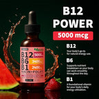 (2 Pack) Vitamin B12 and B6 Liquid Drops, B12 Sublingual Vitamin B Complex - B 12 Vitamin 5000mcg - B12 Methylcobalamin for Energy, Brain, Heart Support with 27,200 mcg, Watermelon Berry, 80 Servings