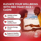 Red Yeast Rice with CoQ10 Supplement - Advanced Healthy Heart & Healthy Cholesterol Levels Formula for Men & Women - Red Yeast Rice Capsules with 1200mg per Serving and CoQ10-240 Count