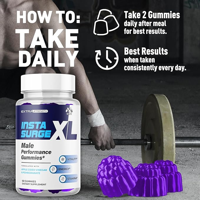 (2 Pack) Insta Surge XL Gummies, Official InstaSurge XL Gummys with All Natural Ingredients, Insta SurgeXL Advanced Formula Health Supplement Max Strength Active Lifestyle Multivitamin (120 Gummies)