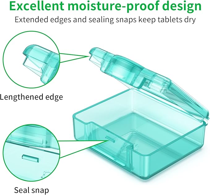 TecQach Small Pill Box 4 pcs,Cute Travel Pill Organizer Case Mini Tiny Clear Plastic Storage Containers Portable for Pocket Purse