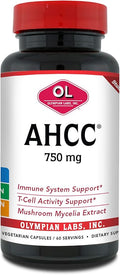 Olympian Labs Premium AHCC Supplement–750mg of AHCC per Capsule–Supports Immune Health, Liver Function, and Natural Killer Cell Activity- 60 Caps