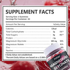 Magnesium Glycinate Gummies 400mg, Chewable Sugar Free Magnesium Supplement with Magnesium Glycinate, Magnesium Malate and Protein for Sleep, Relaxation, Brain & Muscle - Vegan (60 Count, Raspberry)