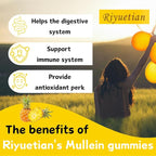 Mullein Gummies, 2000mg Organic Mullein Leaf Extract for Clear Lungs, Boost Respiratory & Digestive, Immune Booster for Adults & Kids, Allergy Friendly, Non-GMO, 60 Gummies