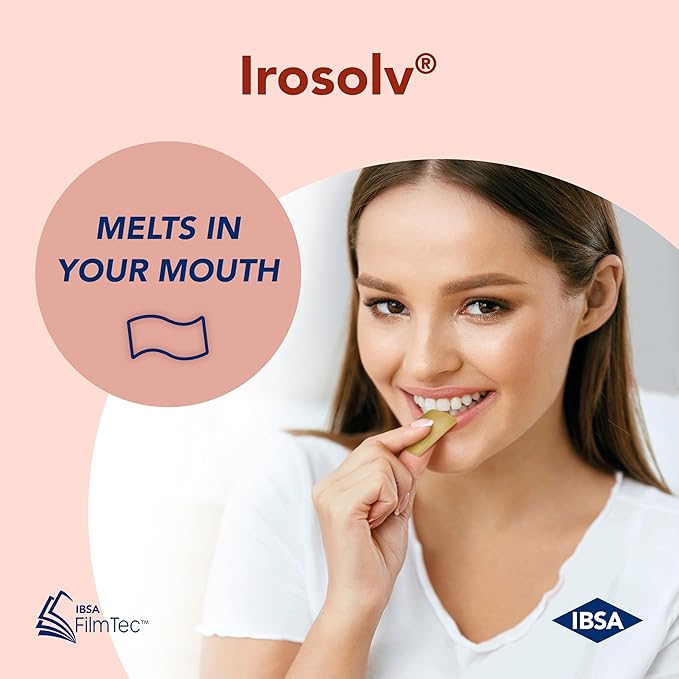 Irosolv – IBSA Iron - Dietary Supplement – 30 mg Iron 400 mcg Folic Acid-30 Oral Dissolving Films for Immediate Release and Tolerability - Gluten-Free, Lactose-Free, Sugar-Free, Non-GMO